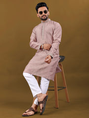 Mens Kurta Pajama In Matka Silk With Silver Zari Work