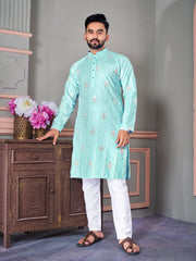 Royal Linen Mens Kurta With Embroidery Sequins Work Kurtas