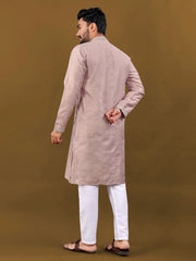 Mens Kurta Pajama In Matka Silk With Silver Zari Work