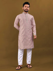 Mens Kurta Pajama In Matka Silk With Silver Zari Work