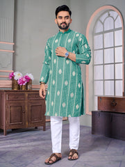 Royal Linen Mens Kurta With Embroidery Sequins Work Kurtas