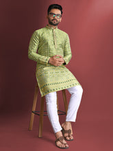 Pista Wedding Mens Kurta Pajama In Jacquard With Heavy Embossed Work