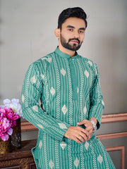 Royal Linen Mens Kurta With Embroidery Sequins Work Kurtas