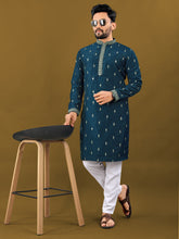 Function Wear Rama Color Matka Silk Wear Men's Kurta And Pajama