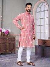 Royal Linen Mens Kurta With Embroidery Sequins Work Kurtas