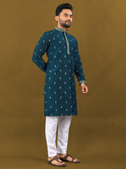 Function Wear Rama Color Matka Silk Wear Men's Kurta And Pajama