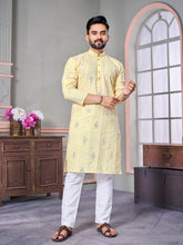 Royal Linen Mens Kurta With Embroidery Sequins Work Kurtas