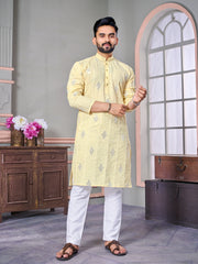Royal Linen Mens Kurta With Embroidery Sequins Work Kurtas