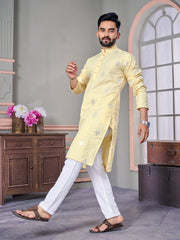 Royal Linen Mens Kurta With Embroidery Sequins Work Kurtas
