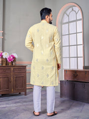 Royal Linen Mens Kurta With Embroidery Sequins Work Kurtas