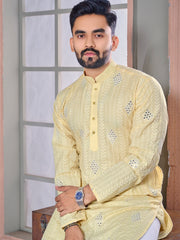 Royal Linen Mens Kurta With Embroidery Sequins Work Kurtas