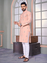 Royal Linen Mens Kurta With Embroidery Sequins Work Kurtas