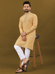 Light Yellow Color Silk Wear Mens Kurta And Pajama For Men