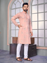 Royal Linen Mens Kurta With Embroidery Sequins Work Kurtas