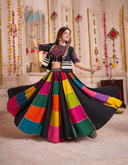PRECIOUS BLACK PATCH WORK NAVRATRI WEAR LEHENGA CHOLI WITH JACKET