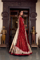Off White Color Tussar Silk Printed And Foil Work Lehenga Choli