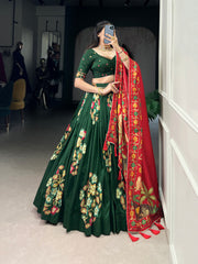 Tussar Silk Lehenga With Foil Work & Gotta Patti Dupatta