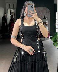 14 METER FULL GHER NAVRATRI SHOWSTOPPER LEHENGA CHOLI WITH MIRROR KOTI