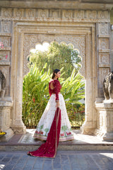 White Sequins and Thread Embroidery Work With Lace Lehenga Choli
