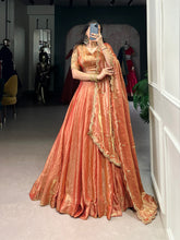 SENSUAL ORANGE EMBROIDERED ORGANZA WEDDING WEAR LEHENGA CHOLI
