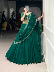 Designer Bottle Green Color Georgette Embroidered Lehenga Choli By Mitval