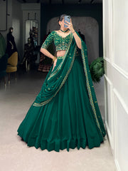Designer Bottle Green Color Georgette Embroidered Lehenga Choli By Mitval
