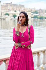 ELEGANT PINK COLOR PURE RAYON NAVRATRI LEHENGA CHOLI