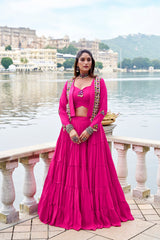 ELEGANT PINK COLOR PURE RAYON NAVRATRI LEHENGA CHOLI