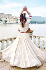 ELEGANT WHITE COLOR PURE RAYON NAVRATRI LEHENGA CHOLI