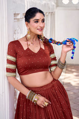 PURE CHANDERI ZARI WEAVING LEHENGA CHOLI SET FOR FESTIVE AND WEDDING SPECIAL