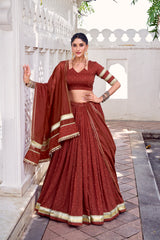 PURE CHANDERI ZARI WEAVING LEHENGA CHOLI SET FOR FESTIVE AND WEDDING SPECIAL