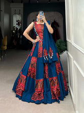 BLUE DESIGNER PRINTED WITH FOIL WORK READY MADE NAVRATRI LEHENGA CHOLI
