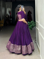 SPECTACULAR DARK PURPLE CHANDERI EVENT WEAR LEHENGA CHOLI