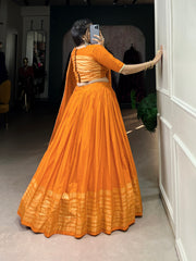 Fantastic Orange Chanderi Festival Wear Lehenga Choli With Dupatta