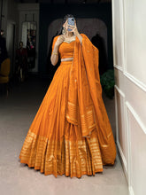 Fantastic Orange Chanderi Festival Wear Lehenga Choli With Dupatta