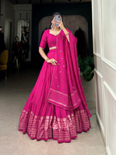 Wonderful Pink Zari Weaving Chanderi Traditional Lehenga Choli