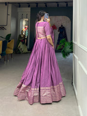 Fantastical Purple Zari Weaving Chanderi Navratri Wear Lehenga Choli