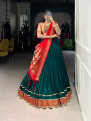 ELEGANT GREEN VICHITRA SILK ZARI WEAVING TRADITIONAL LEHENGA CHOLI