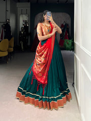 ELEGANT GREEN VICHITRA SILK ZARI WEAVING TRADITIONAL LEHENGA CHOLI