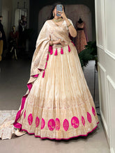 Stunning Off-White Mirror Work Silk Festive Wear Lehenga Choli