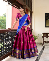 Pink Color Weaving Work With Paithani Concept Cotton Silk Lehenga Choli
