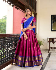 Pink Color Weaving Work With Paithani Concept Cotton Silk Lehenga Choli