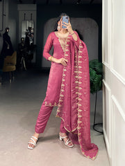 Elegant Silver Glory Embroidered Suit Set For Women