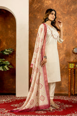 ELEGANT OFF-WHITE EMBROIDERED FESTIVAL SUIT SET WITH PRINTED DUPATTA