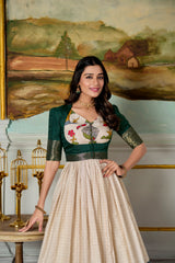 Fantastic Dola Silk Kalamkari Print Gown With Zari Weaving Jacket