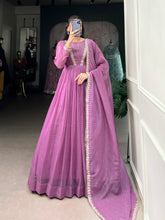 Lavender Sequins Thread Embroidered Anarkali Dress