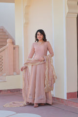 Peach Fendy Chiffon With Sequence Embroidery Dupatta For Women