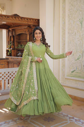 The Perfect Elegance Unique Embroidered Gown With Dupatta Set