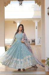Beautiful Stylish Designer Gown With Dupatta Set