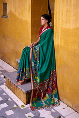 RICH KALAMKARI PRINT CHANDERI SILK TRADITIONAL SAREE WITH BLOUSE